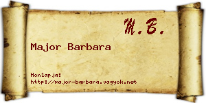 Major Barbara névjegykártya